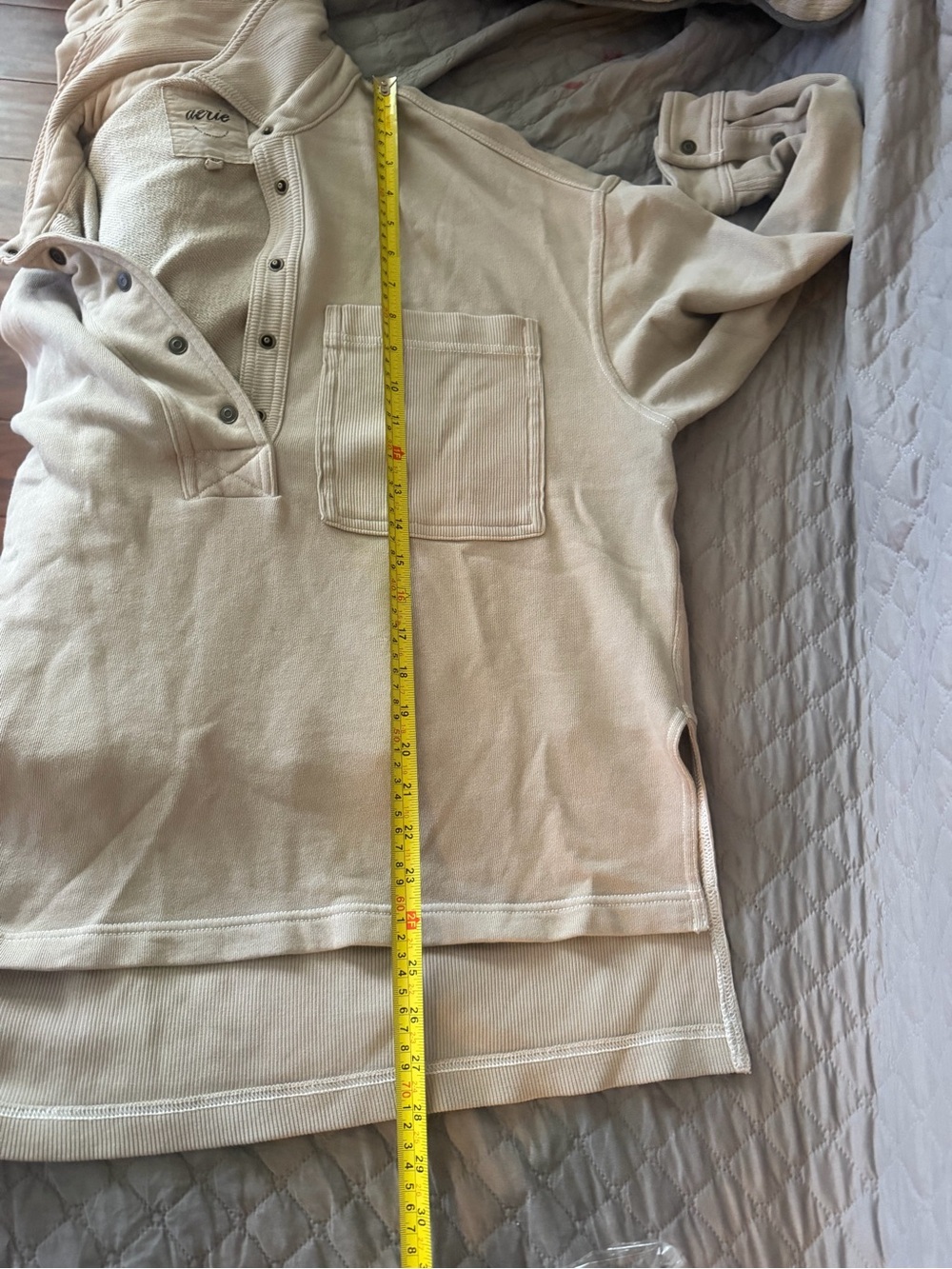aerie Men's Long Sleeve Polo Shirt in Light Tan - Picture 5 of 5